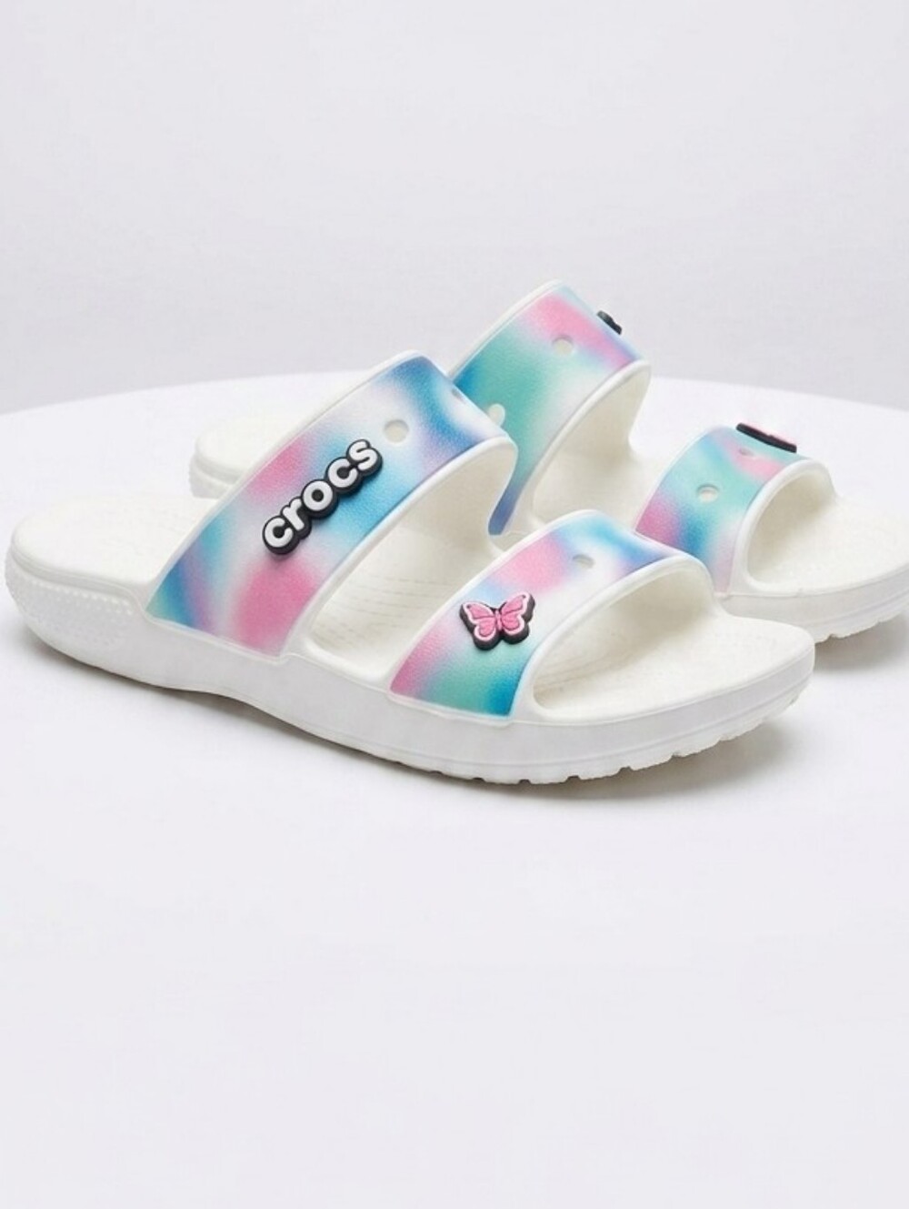CROCS Classic Solarized Two-Strap Sandals "White/Multi" Colorway Women's Size 10